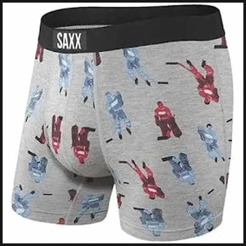 NEW SAXX men's vibe boxer brief in grey table hockey